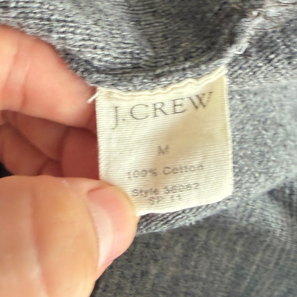 J.Crew Cotton Henley Hoodie Sweater Gray Medium - Picture 3 of 8